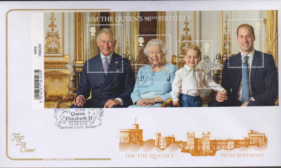 2016 - Queen's 90th Birthday, Cotswold First Day Cover,Balmoral Castle ,Ballater Postmark